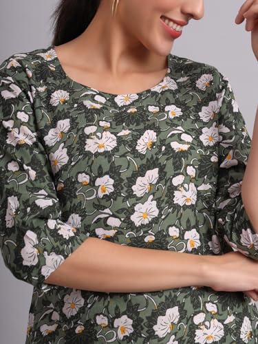 Image of PATLANI Women's Cotton Printed Short Fullstitched Kurti /Kurtas.