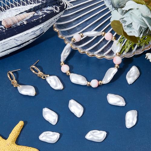 SUNNYCLUE 1 Box About 60Pcs Plastic Pearl Bead Bulk Imitation Pearl Beads Snow White Irregular Baroque Loose Pearls Charms for jewellery Making Beads Assortments DIY Crafts Necklace Bracelet Earring - Image 4