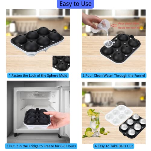 Whiskey Ice Ball Mold, Square And Round Ice Cube Maker, Bourbon Ice Cube Tray For Freezer With Lid, Large Ice Ball Maker For Cocktail, Release Easily, Reusable & Bpa Free (Pack Of 2 Set) #TOP4