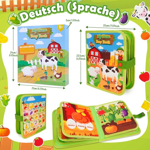 Busy Board Spielzeug ab 1 2 3 Jahre Junge: Geschenk Junge Mädchen 1-2-3-4 Jahre Montessori Kinderspielzeug ab 1-3 Baby Bauernhof Busy Book ab 1+ Geburtstagsgeschenk für Mädchen Jungen Motorikspielzeug