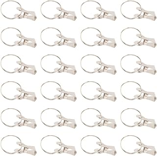 Homoyoyo 50pcs Curtain Ring with Clip Stainless Steel Curtain Clips Drapery Rings Hangers Shower Curtain Clips Rings Drapery Clips Hooks for Window Hardware