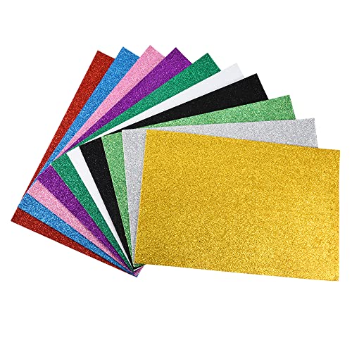 MECCANIXITY Colorful EVA Glitter Foam Sheets Self Adhesive 7.8 x 11.8 inch 2mm Thickness for Crafts DIY, 1 Set