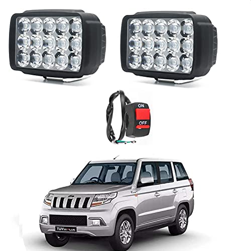 Image of 15 LED Fog Light Head Lamp Waterproof (Set of 2, Free Switch) for Mahindra TUV 300 Plus