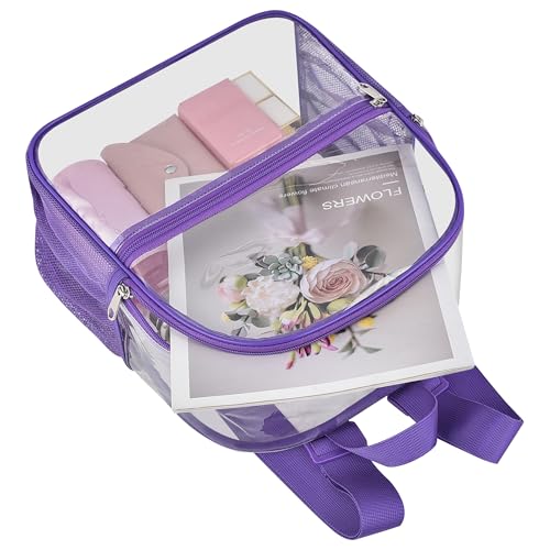 Image of Oraben Clear Backpack Stadium Approved, 12 x 6 x 11 in, Small Transparent Backpack for Concerts, Sports Events, Festivals, Travel, Waterproof PVC, Adjustable Straps, Women Men