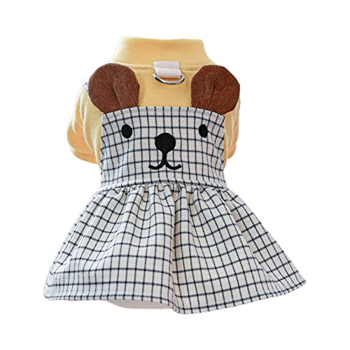 PINKLALA 漫画スカートジャンプスーツ かわいい犬用ジャンプスーツ 春用小型犬用服 トラクション付き 漫画犬用スカート