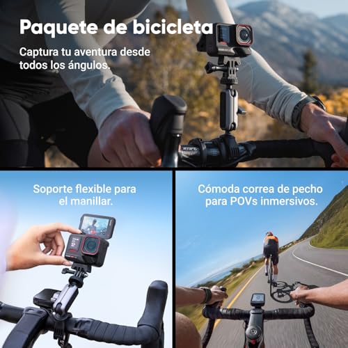 Insta360 Ace Pro 2 Paquete de Bici – Cámara de acción 8K Impermeable co-diseñada con Leica, Sensor de 1/1,3″, Dual Chip IA, excelente en Baja luz, Audio Superior, Pantalla abatible y edición por IA 4