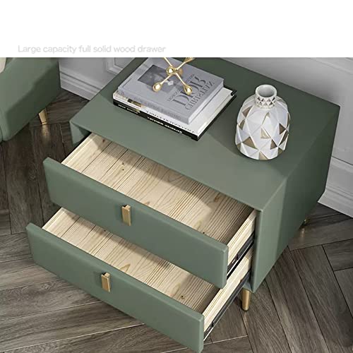 Table de chevet moderne de luxe en simili cuir vert élégant