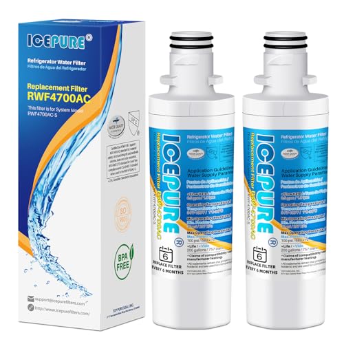 Image of ICEPURE ADQ747935 Replacement for LG LT1000P MDJ64844601, Kenmore Elite 46 9980, ADQ74793501 LT1000PC LT1000 ADQ74793502, LMXC23796S, LMXS28626S, LFXS26973D Refrigerator Water Filter, 2PACK