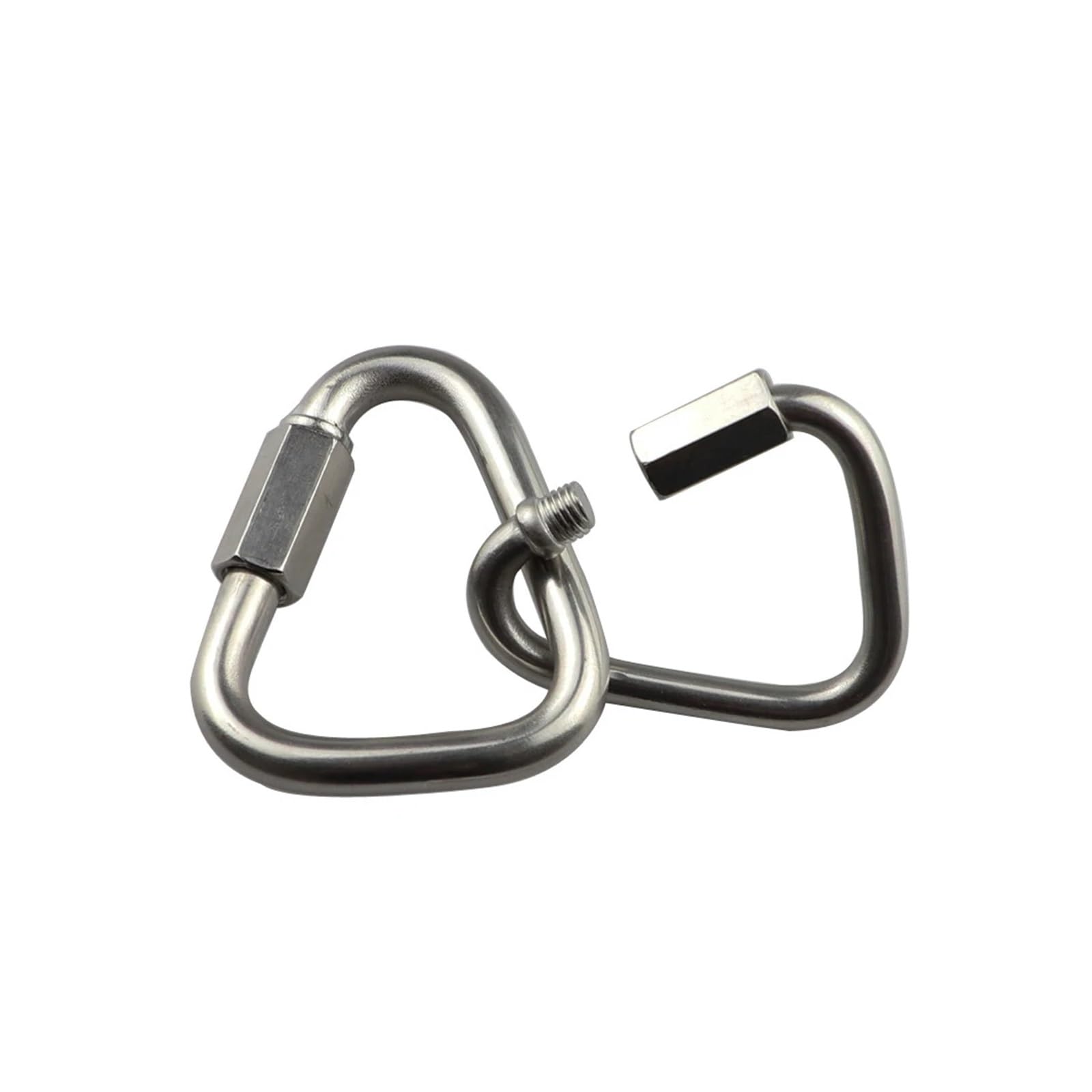 10 mosquetones de Acero Inoxidable con Cierre rápido y Tuerca de Tornillo, Gancho de Cadena Triangular for Remolque, Columpio, hamacas y Cable.(M6)