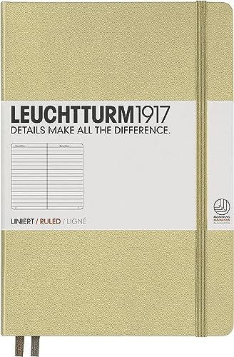 Image of LEUCHTTURM1917 - Notebook Hardcover Medium A5-251 Numbered Pages for Writing and Journaling (Sand, Ruled)