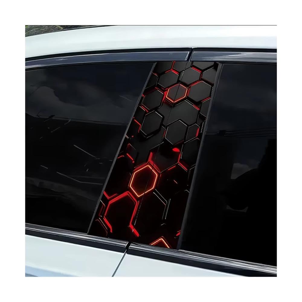 Dabhuoc One Color Car Parts 2 Pcs Car B-Pillar Stickers Hexagon Smooth Material Protection Film With Anti-Scratch Properties
