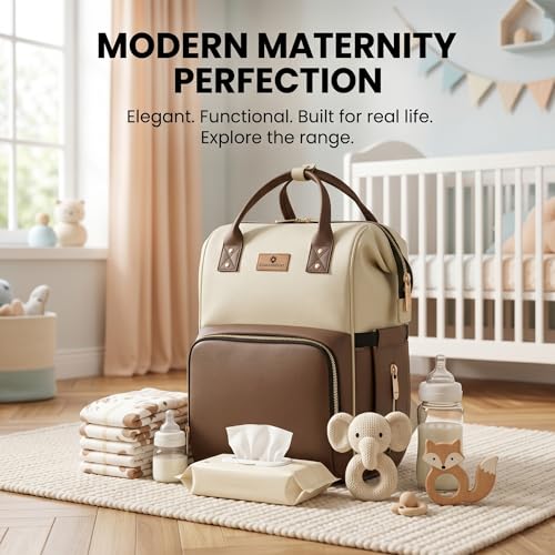 Image of StarAndDaisy Diaper Bag for Mothers for Travel - 27L Lightweight Waterproof Leatherite Diaper Bag /Baby Bag for Mother Travel with 15 Multi-Purpose Pockets & Quick Access Diaper Pocket