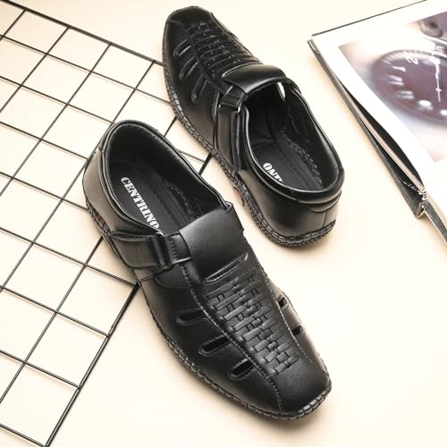 Image of Centrino Men's Fisherman Sandals | Cushioned Insole & Hook & Loop Straps | Trendy Sporty Design with Premium Upper | Closed-Toe Sandals for Travel & Walking (6616)