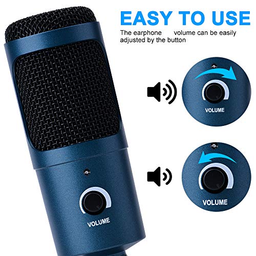 Guijiyi USB Mikrofon, PC Laptop Mikrofon, Kondensator Mikrofone, Hochempfindliches Latenzfreies Metallkondensator… – Bild 4