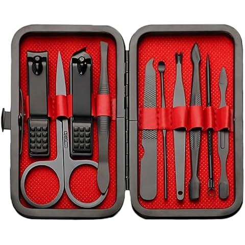 FIXBODY Nail Clippers for Men, Nail Clippers Set, Professional Manicure Set and Pedicure Kit, 10 Pieces Nail Grooming Kit Includes Fingernail Clippers and Toenail Clippers Cover