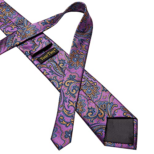 Image of YourTies Purple Blue Tie for Men Silk Paisley Men's Necktie Woven Jacquard Formal Business Party Wedding Designer