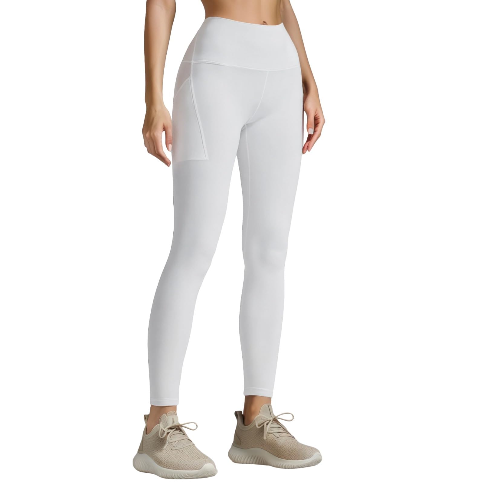 Białe legginsy do jogi, bezszwowe spodnie treningowe z wysokim stanem dla kobiet, rozciągliwe, wygodne i wspierające, biały, 3XL