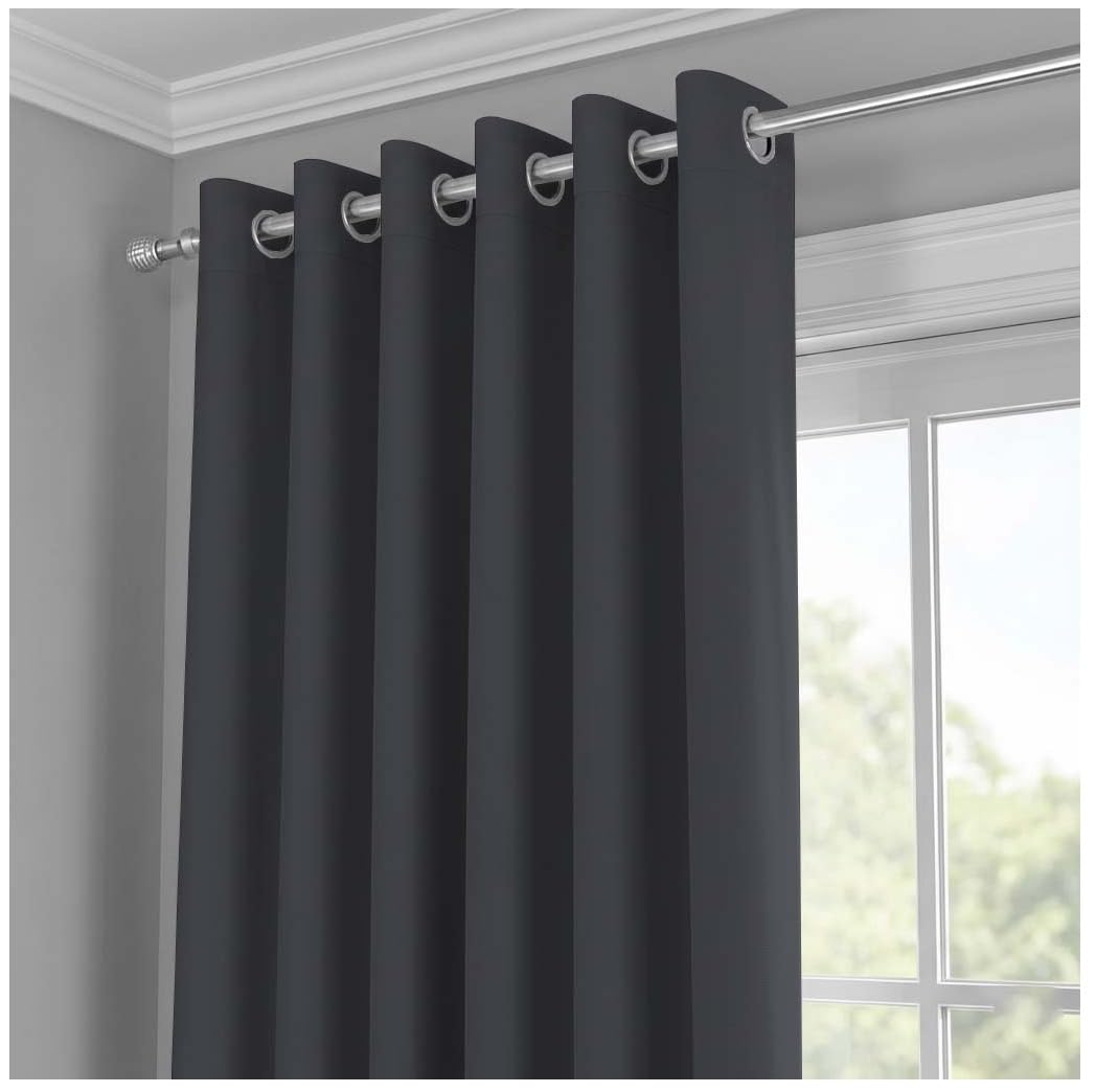 J.Din Blackout Curtains for Bedroom (Dark Grey, 46 x 90 Inch Drop, 1 Panel)
