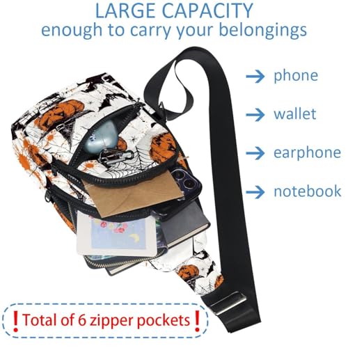 Mochila cruzada de 1 pecho unisex bandolera de hombro con estampado de huesos y esqueletos 5