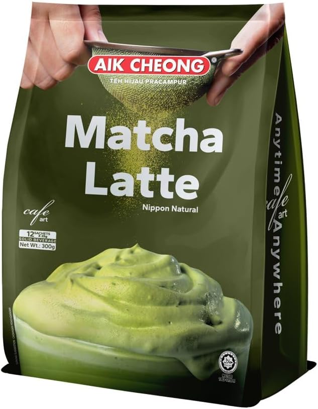 5 Pack Aik Cheong Cafe Art Matcha Premix Green Tea Nippon Natural Imported from Malaysia (5 x 12 sachets) Free Express Shipping