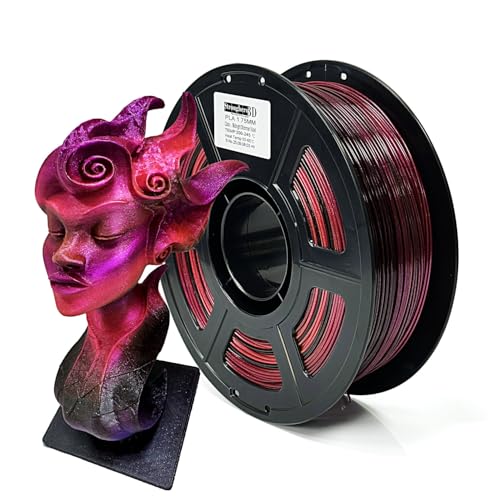 Image of PLA Filament 1.75mm, Midnight Shimmer Rose Pink,Black Purple Chameleon Glitter 3D Printer Filament, Color Shift Sparkling Shiny PLA Filament for FDM 3D Printing, Fantasy Models