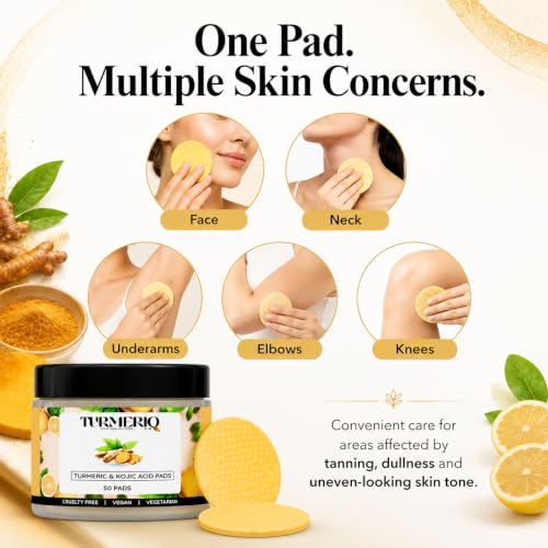 Image of Kojic Acid Face Cleansing Pads Pack of 2 | 100 Pads | Dark Spot Removal, Skin Brightening & Acne Control | Gentle Exfoliation | For Women & Men | All Skin Types (100)