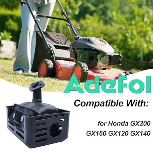 Auspuff Endschalldämpfer für Honda GX200 GX160 GX120 GX140, ADEFOL Auspuff mit Schlauch + Dichtung + Kerze Ersatzteile Endschalldämpfer Motorzubehör