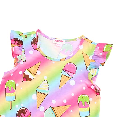 Image of JESKIDS Girls Short Sleeve Shirts Ruffle Tie Front Unicorn /Tie Dye Print Summer Tee Tank Tops 3-11 Years