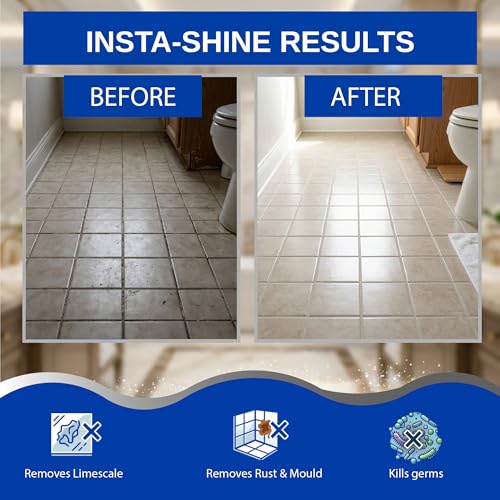 Image of Klenzmo by Kleenest Professional Tile & Floor Cleaner - 2 in 1 Formula | Removes Rust, Paint & Water Stains Effective on Mould & Mildew | Insta-Shine Safe for Vitrified, Ceramic & Mosaic Tiles | 850ml