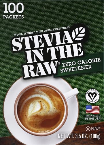 Image of Stevia In The Raw Stevia Sweetener Packets, 100 Ct, Zero Calorie Stevia Sugar Substitute Packets, No Erythritol or Artificial Flavors, Vegan, Gluten Free, Kosher, Low Glycemic Index (Pack of 2)