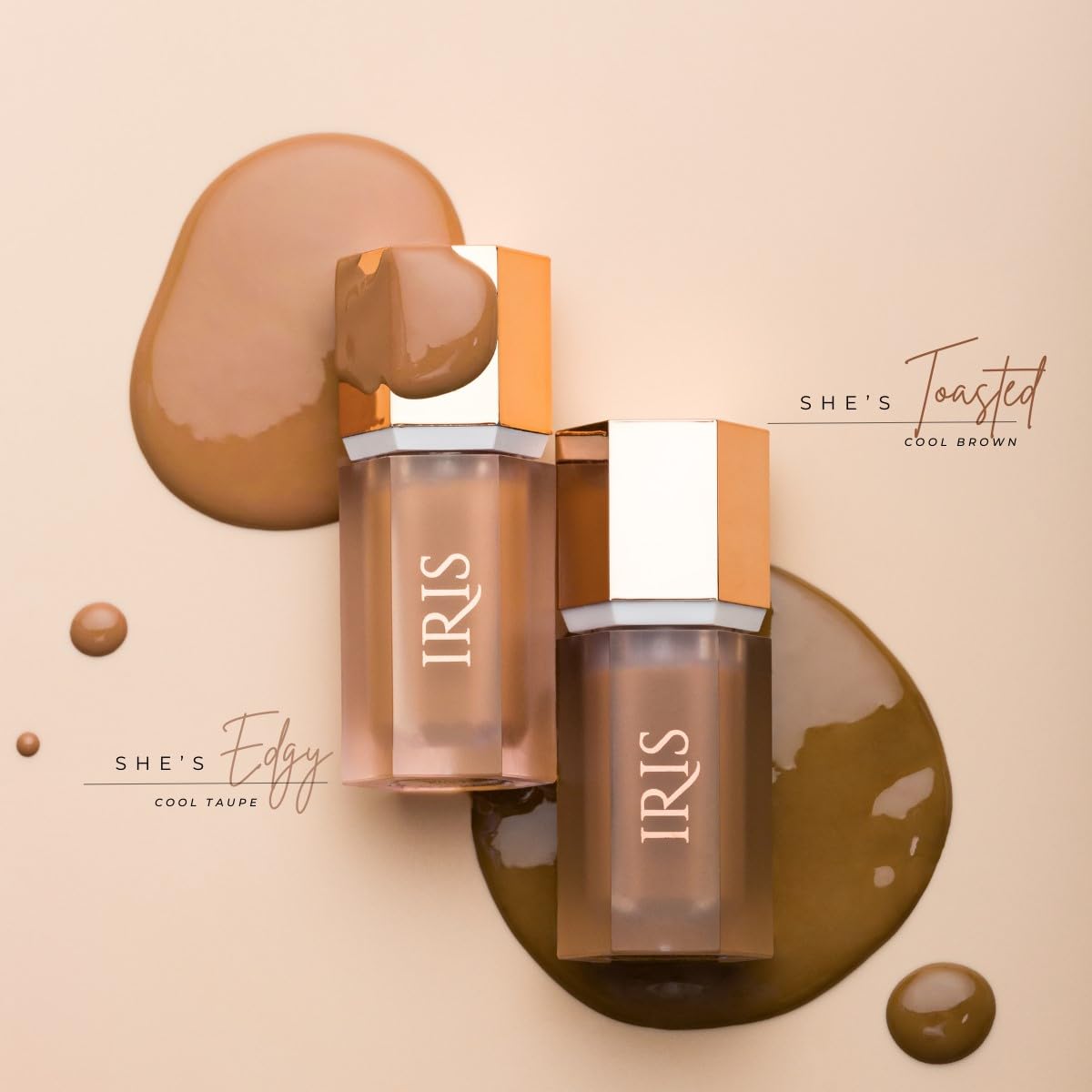 IRIS COSMETICS - Pincel de contorno líquido y difuminador, She's Toasted
