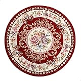 Tyrafry 4ft Floral Round Area Rug Classic Non-Slip Machine Washable Room Mat Durable Kitchen Rug Tra