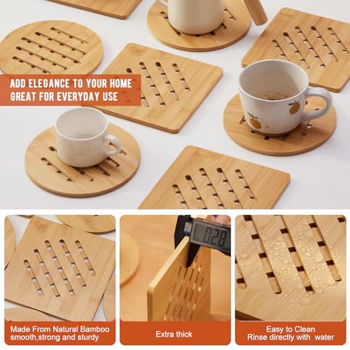 Ghwie 520-CDTZ-4S Bamboo Trivet With Stand -Heat Resistant Pot Holders For Kitchen,Multi-Purpose Hot Pads,Hot Plate Mats,Medium Stove Mat-Air Fryer Accessories And Trivets thumb #4