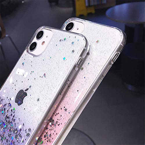 Coque iPhone 12 Pro paillettes violette transparente dégradée souple arc-en-ciel - 2