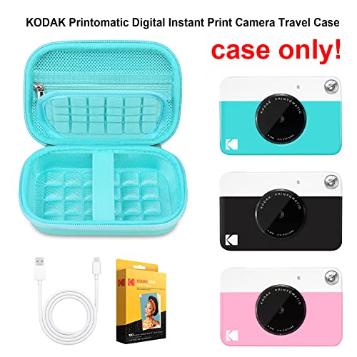 Elonbo Camera Carrying Case For Kodak Printomatic Digital Instant Print Camera, Portable Bluetooth Photo Printer Storage Holder Bag, ​Mesh Bag Fits Zink Photo Paper,Microsd Card,Usb Cable,Green+Green #TOP1