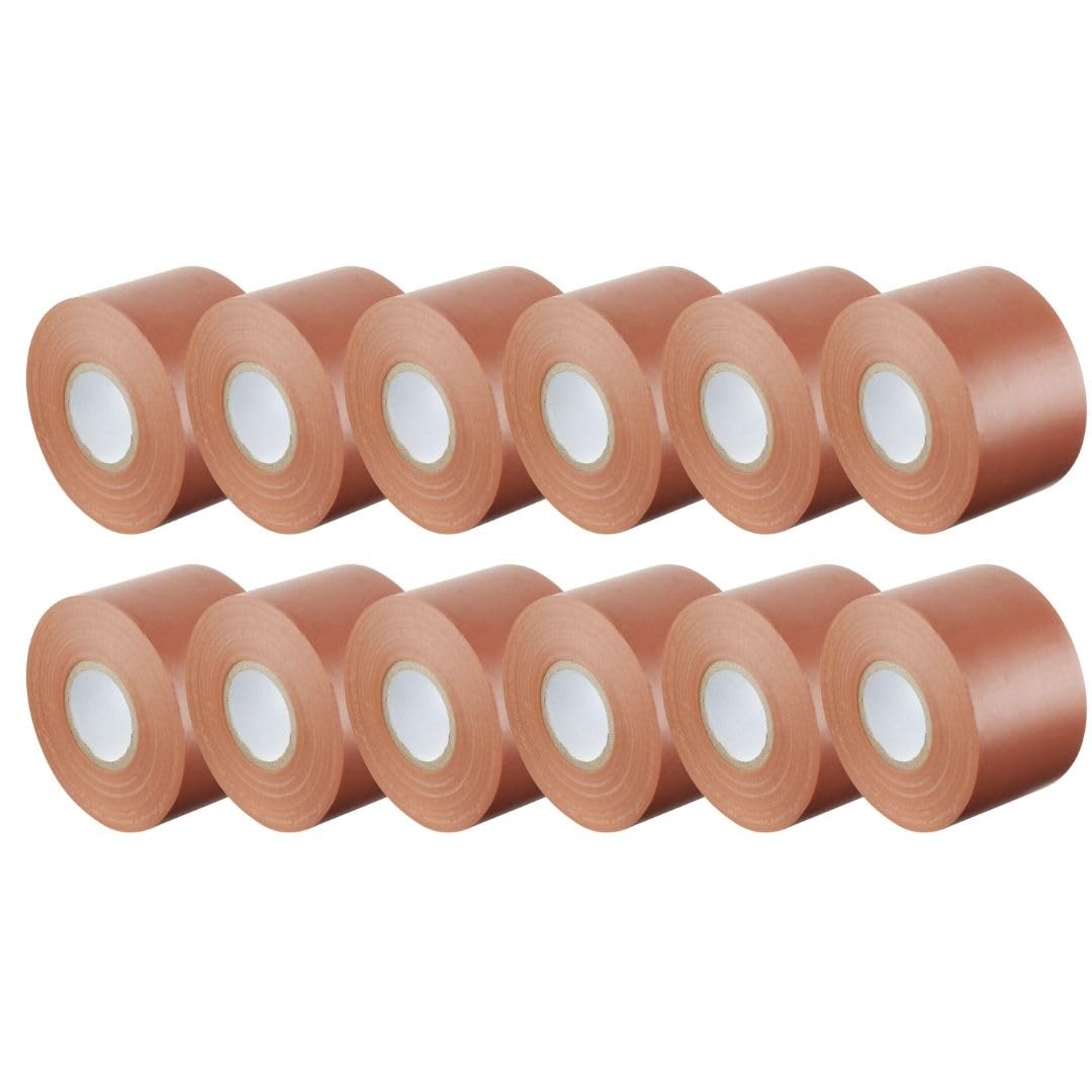 Gocableties Brown Wide Electrical Tape, 50mm x 33m, 2" Strong Self-Adhesive PVC Insulation Tape for Insulating, Repairing and Protecting Electrical Wires, 12 Rolls