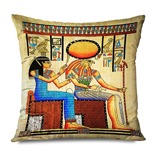 Charllr Egypt Throw Pillow Covers Set Of 4, 18X18 -Inch, Queen Isis Tomb Egyptian Egypt Ancient Pyramids Africa Stationery Home Decor Pillow Cases, Decorative Cushion Couch Sofa Pillowcases #TOP5
