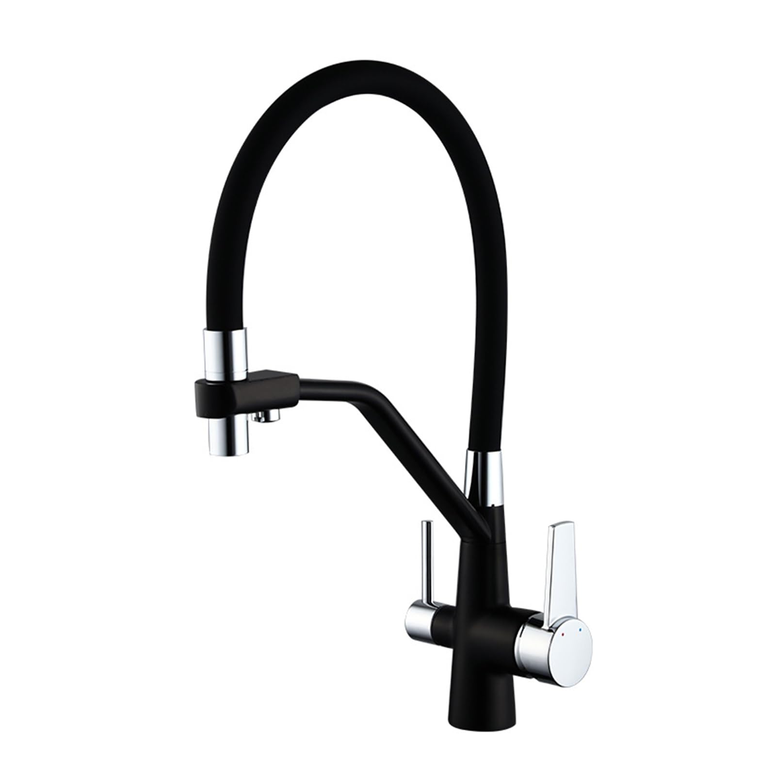 ZYCHSJXA 3 Way Pull Out Kitchen Tap Purified Water Hot and Cold Double Handle Brass Sink Flexible