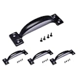 Tebery 4 Pack Utility 6-1/2 Inch Pulls in Black Metal Gate Handle