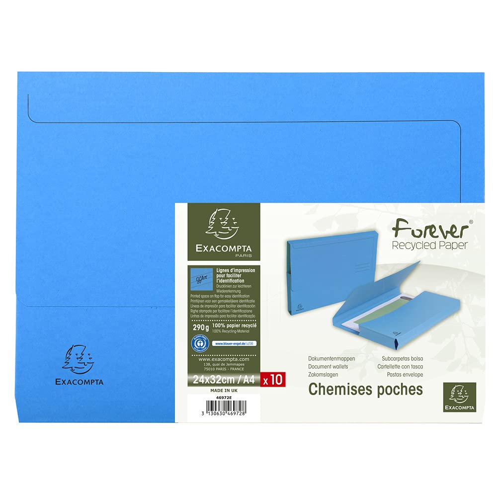 Exacompta 100 pocket folders with gusset Forever® Blue Angel light blue