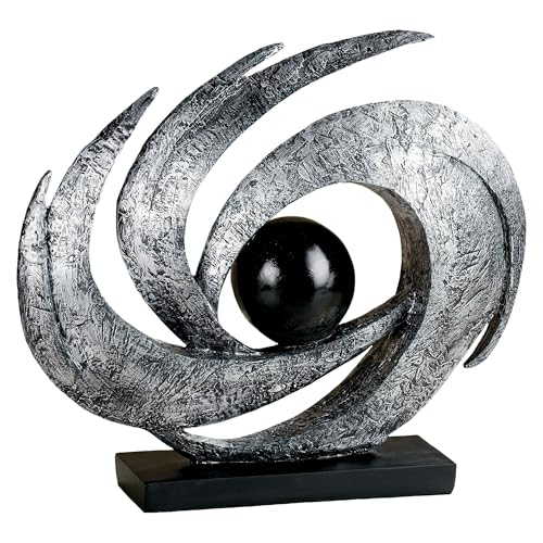 Touch of Class Contemporary Earths Motion - Antique Silver - Table Sculpture Art Decor - Modern Abstract Aesthetic, Swirling Design, Orb Center - Made of Resin, 12 Inches High, 15 Inches Wide