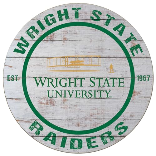 KH Sports Fan Wright State Raiders Weathered Circle Sign, 20x20 Inches, Raiders Decor for Dorm Room, Fan Cave, Living Room; Display Your Team Spirit with This Wright State University Raiders Wall Art
