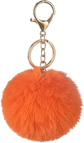 Llavero con pompón, lindo llavero de piel sintética de conejo, pompón de pompón, colorido y suave, pompones de felpa para coche, bolso y bolso