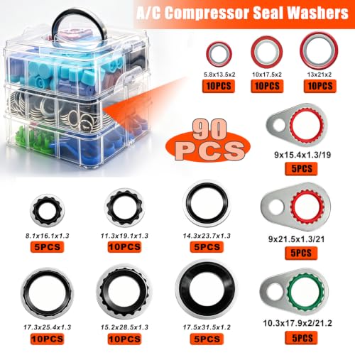 Image of Taiss 7 Set Car A /C Repair Kits,R134A Valve Core Remover Installer Tool+A /C Valve Core +O-Ring Seals Kit+Valve Core Caps+A /C Compressor Seal Washers+AC Fuel Line Disconnect Tool +Remove Tool(837PCS)