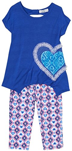 Image of ToBeInStyle Girl's 2 Piece Outfit Top & Leggings Set Casual Graphic Shirt Capri Pants