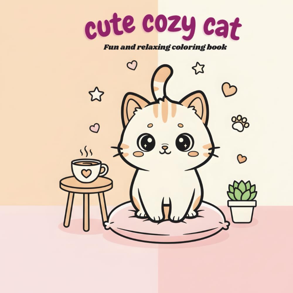 Cute Cozy Cat Coloring book for Kids & Adults _Cute & Calming Cozy Illustrations for Relaxation, Stress Relief & Fun Coloring: Adorable Cozy Scenes, ... Designs for Mindful Coloring and Relaxation