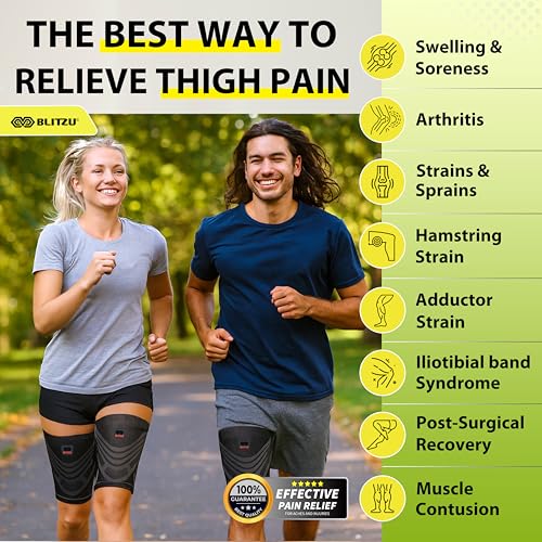 hamstring compression sleeve 1 pair upper leg sleeves thigh quad amp groin support for men and women anti-slip thigh brace amp wrap for running workout sports recovery black m