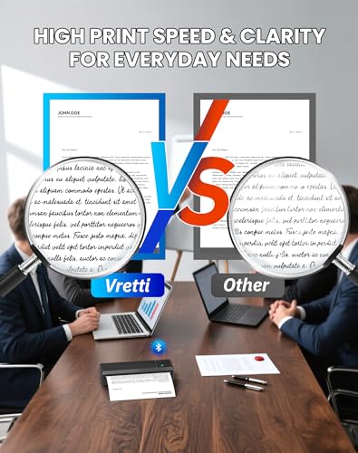 Image of vretti P83 Mobile Printer A4, Portable Thermal Printer A4 for Travel, Bluetooth Connection for Smartphones, Compatible with Android /iOS, Travel Printer for Home, Learning