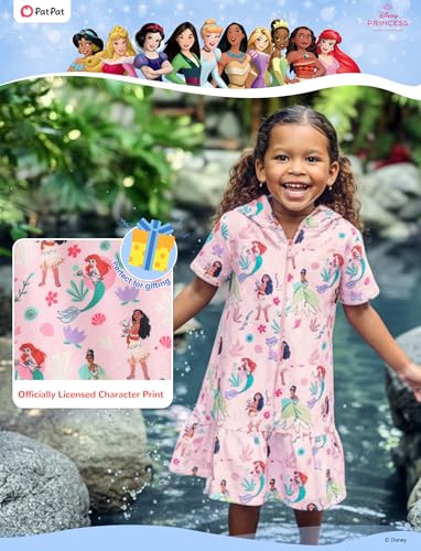 Image of Disney Princess Frozen Stitch Marvel Minnie Girl Swim Cover Up Terry Cloth Swimsuit Coverup Zip-up Bathing Suit Wrap Hooded