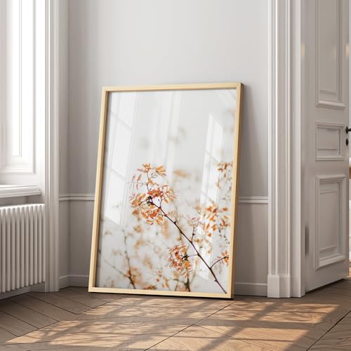 Image of 24x30 Poster Frame, USA-Sourced Natural Maple Wood Picture Collage Frame with HD Tempered Glass, Modern Simple 24 x 30 Wooden Photo Frame Matted to 18x24, Vertical & Horizontal Wall Hanging Display